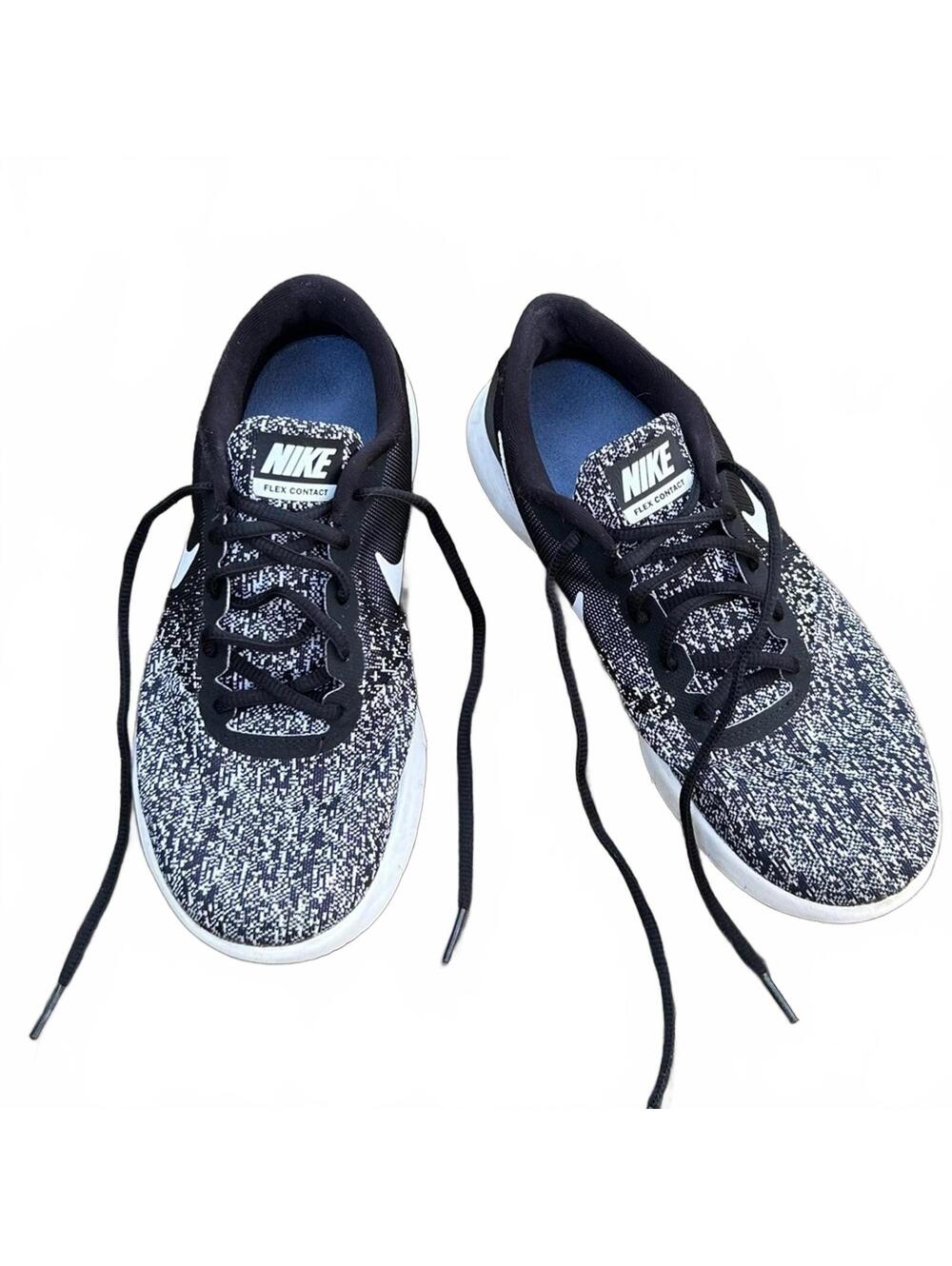 Nike Flex Contact Black & White Knit Athletic Sneakers | Women’s Size 8.5